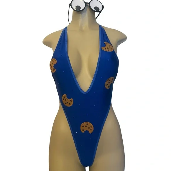 Sexy Cookie Monster exotic Dancewear bodysuits/ glasses - Picture 1 of 3